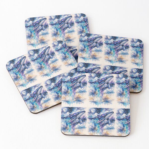 Item preview, Cosmic Whale Starry Night Watercolor Art designed and sold by Ink-verse-.