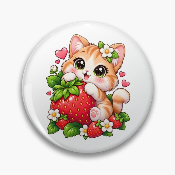 Item preview, Strawberry Kitty – Cute Kawaii Cat with Strawberry designed and sold by JPCuteDesign.