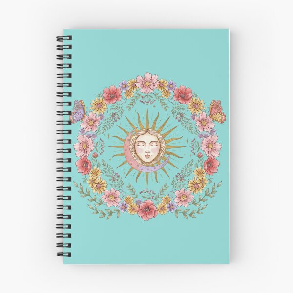 Item preview, Celestial Moon Face with Wildflowers and Butterflies designed and sold by innerfaith.
