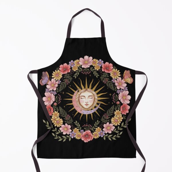 Item preview, Celestial Moon Face with Wildflowers and Butterflies designed and sold by innerfaith.