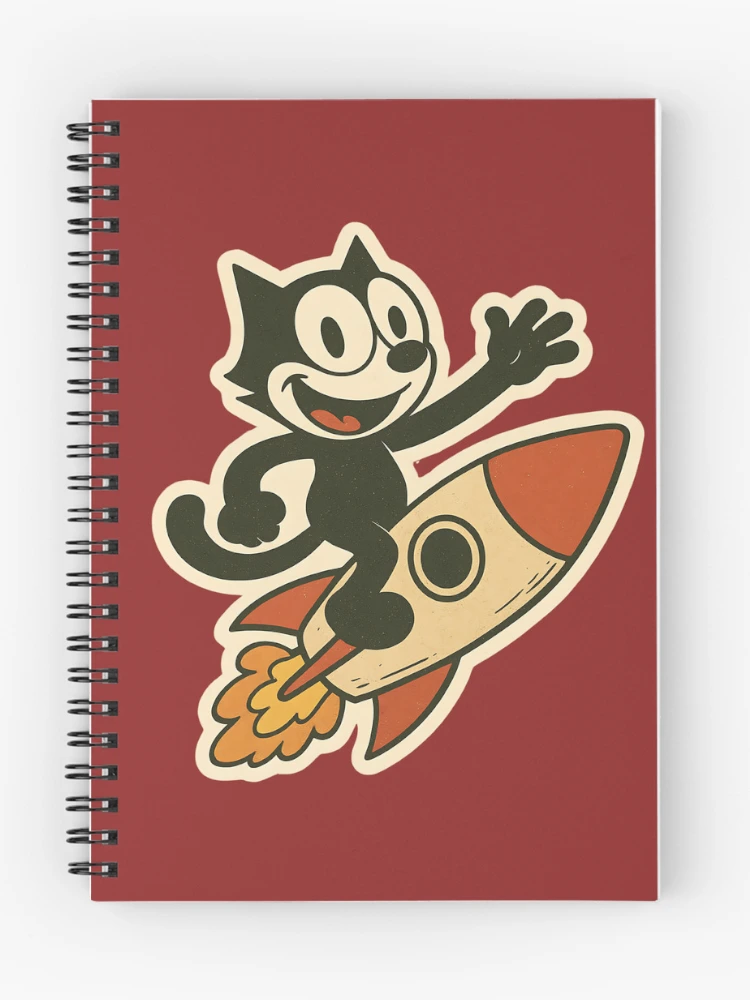Thumbnail 1 of 3, Journal, CAT RIDING A ROCKET VINTAGE designed and sold by infinitearte.