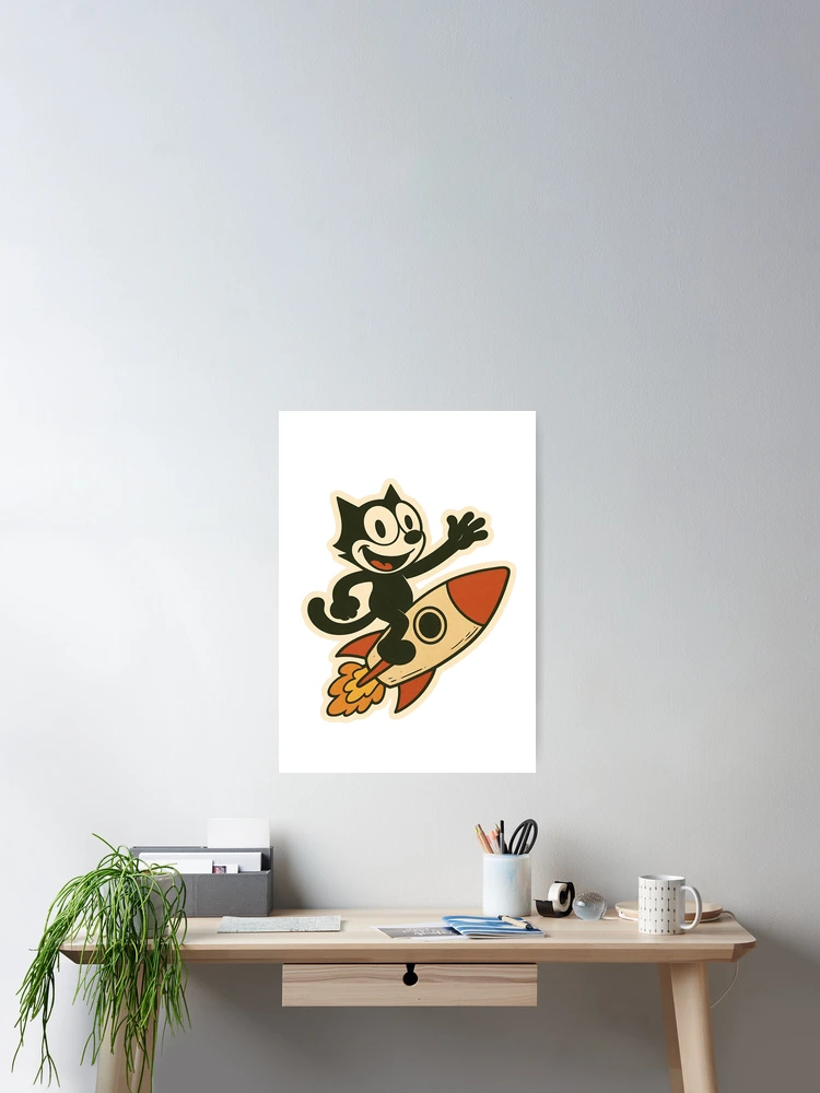 Thumbnail 2 of 3, Poster, CAT RIDING A ROCKET VINTAGE designed and sold by infinitearte.