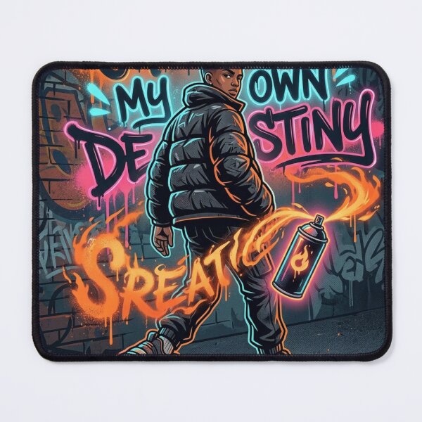 Item preview, Creating My Own Destiny - Urban Streetwear Graffiti Puffer Jacket Art designed and sold by Noah-Gallery.