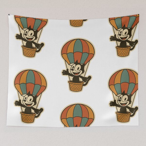 Item preview, Vintage Cat on a Hot Air Balloon designed and sold by infinitearte.