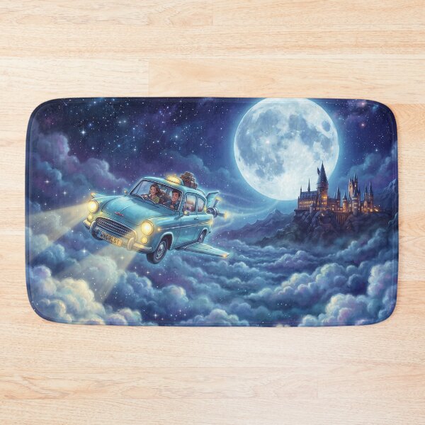Item preview, Flying Car Soaring to Wizard Castle - Full Moon Fantasy Art designed and sold by KreonaTime.