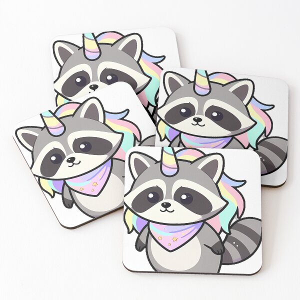 Item preview, Unicorn Raccoon with Star Bandana designed and sold by pumsquare.