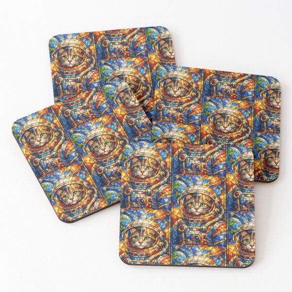 Item preview, Stained Glass Cat Art Colorful Cosmic Feline designed and sold by Ink-verse-.