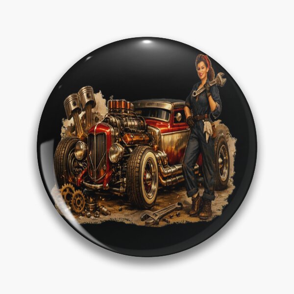Item preview, Vintage Hot Rod Mechanic – Retro Garage Pin-Up designed and sold by TroviTutto.