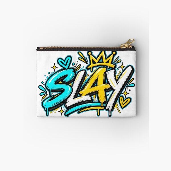 Item preview, SLAY – Bold Cyan Gold Gen Z Graffiti T-Shirt Design designed and sold by LarkLeaf.