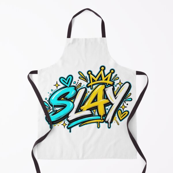 Item preview, SLAY – Bold Cyan Gold Gen Z Graffiti T-Shirt Design designed and sold by LarkLeaf.