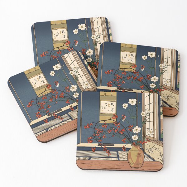 Item preview, Ukiyo-e Anemone & Bittersweet Ikebana Art designed and sold by conohitoAI-ArtGallery.