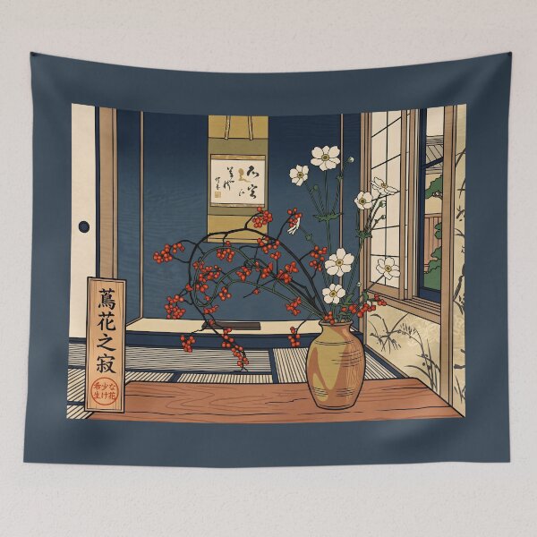 Item preview, Ukiyo-e Anemone & Bittersweet Ikebana Art designed and sold by conohitoAI-ArtGallery.