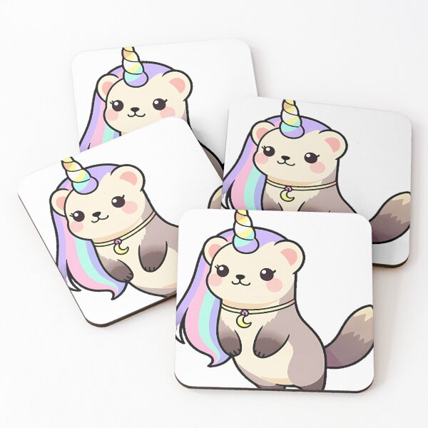 Item preview, Unicorn Ferret with Crescent Charm designed and sold by pumsquare.
