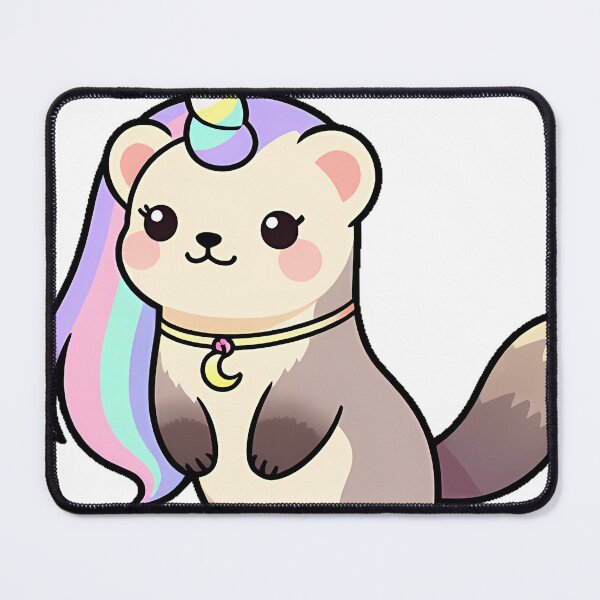 Item preview, Unicorn Ferret with Crescent Charm designed and sold by pumsquare.