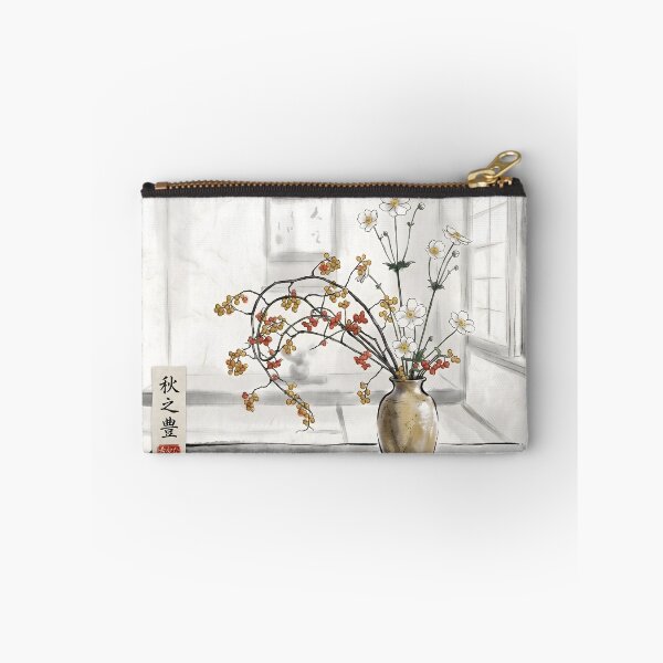 Item preview, Sumi-e Anemone & Bittersweet Ikebana Art designed and sold by conohitoAI-ArtGallery.