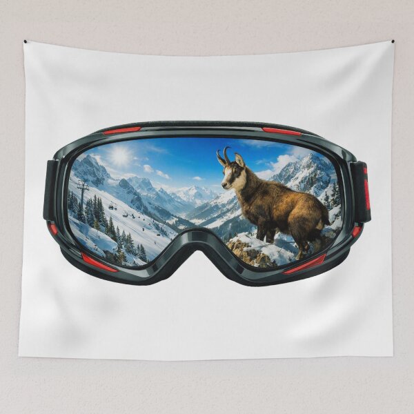 Item preview, Mountain Chamois Reflected in Ski Goggles designed and sold by GabeMountainArt.