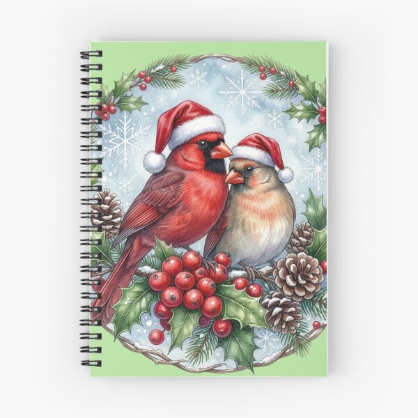 Item preview, a round Christmas picture with a pair of cardinals within the circular design designed and sold by 123ks.