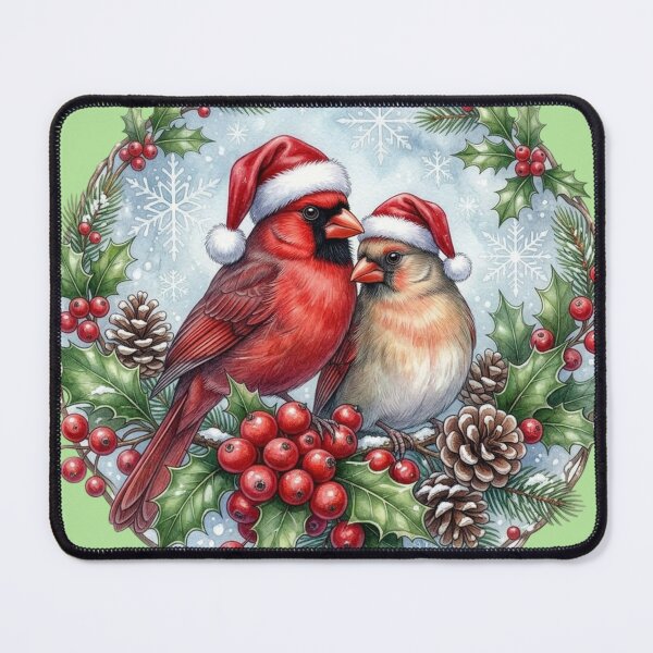 Item preview, a round Christmas picture with a pair of cardinals within the circular design designed and sold by 123ks.