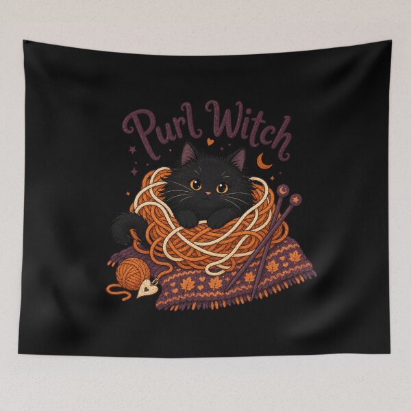 Item preview, Purl Witch Shirt, Comfort Colors® Black Cat Knitting Tee, Funny Halloween Crafter Graphic designed and sold by TshirtsLabs.