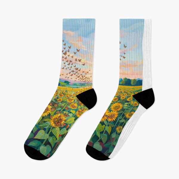 Item preview, Monarch Butterflies Flying Over A Field Of Sunflowers designed and sold by Home Decor Art.