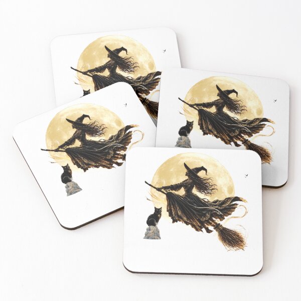 Item preview, A night of spells, the witch and the cat under the full moon designed and sold by TitiaDesign.