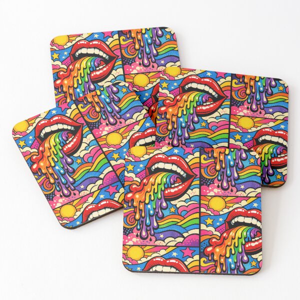 Item preview, Melting Rainbow Psychedelic Lips Pop Art designed and sold by Ink-verse-.