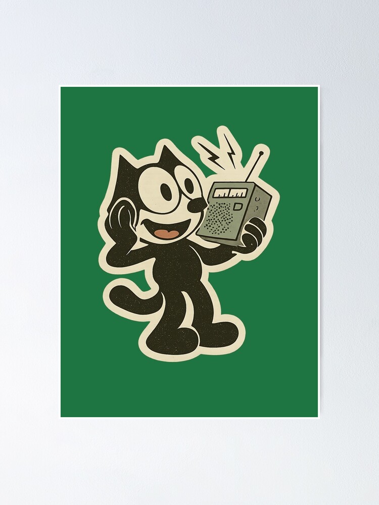 Thumbnail 1 of 3, Poster, CAT WITH A VINTAGE RADIO designed and sold by infinitarte.
