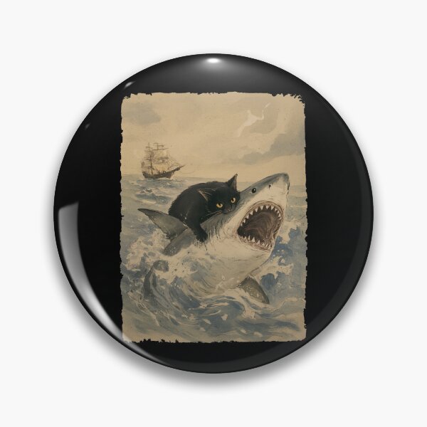 Item preview, Cat Biting Shark Funny Meme designed and sold by Hedoraxe.