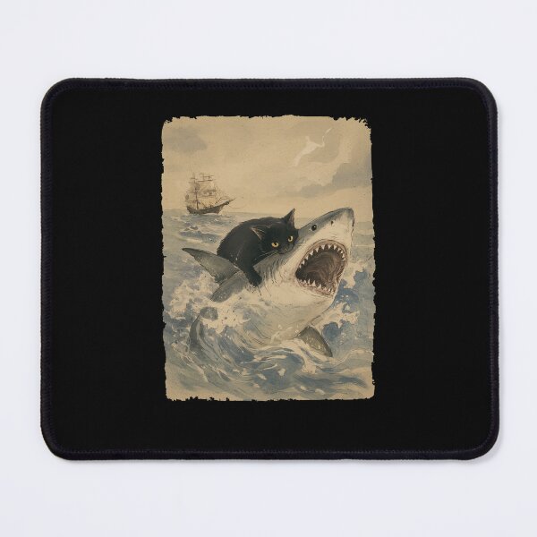 Item preview, Cat Biting Shark Funny Meme designed and sold by Hedoraxe.
