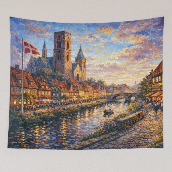 Item preview, Ribe in the evening painting, Denmark – A Beautiful place in Europe. designed and sold by GalleryKauffeld.
