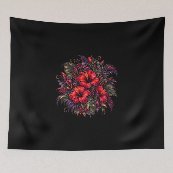 Item preview, Gothic Botanical Arrangement | Dark Tropical Hibiscus Floral Art | Moody Botanical Illustration designed and sold by IamNolmo.