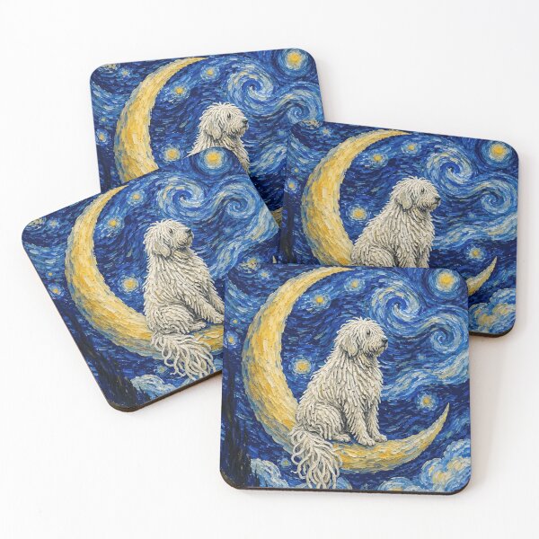 Item preview, Funny Komondor Starry Night Painting Cute Moon Stars Mom Dad Kids designed and sold by FurryHavenPH.