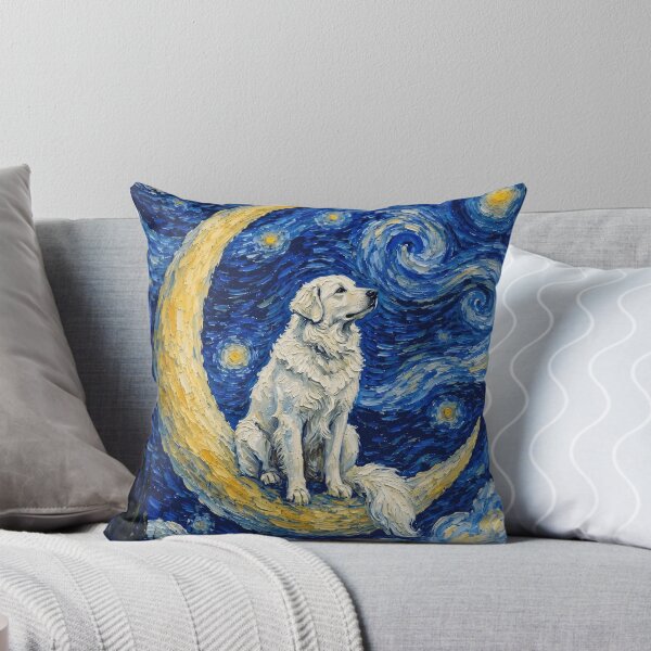 Item preview, Funny Kuvasz Starry Night Painting Cute Moon Stars Mom Dad Kids designed and sold by FurryHavenPH.