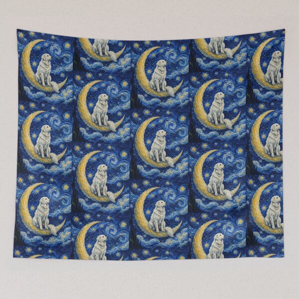 Item preview, Funny Kuvasz Starry Night Painting Cute Moon Stars Mom Dad Kids designed and sold by FurryHavenPH.
