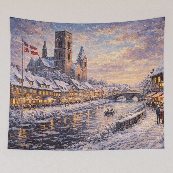 Item preview, Ribe in Denmark painting – a winter scene in this beautiful European city. designed and sold by GalleryKauffeld.