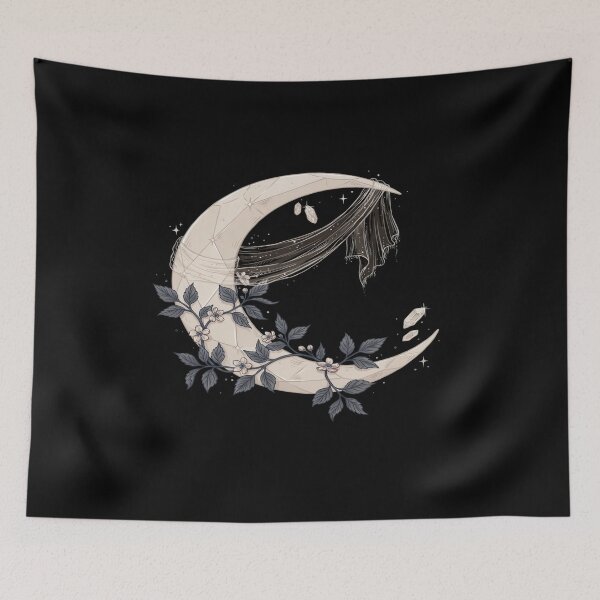 Item preview, Floral Crescent Moon – Dark Romantic Crystal Design designed and sold by Midnight Veil Designs.