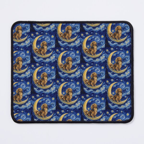 Item preview, Funny Long Haired Dachshund Starry Night Painting Cute Moon Stars Mom Dad Kids designed and sold by FurryHavenPH.
