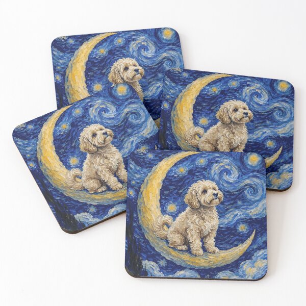 Item preview, Funny Maltipoo Starry Night Painting Cute Moon Stars Mom Dad Kids designed and sold by FurryHavenPH.
