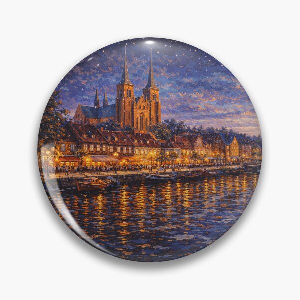 Item preview, A painting of Roskilde by night, Denmark – A Beautiful place in Europe. designed and sold by GalleryKauffeld.