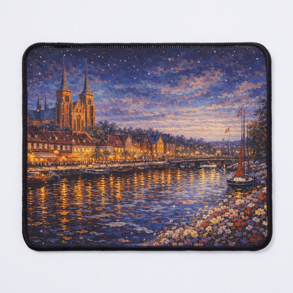 Item preview, A painting of Roskilde by night, Denmark – A Beautiful place in Europe. designed and sold by GalleryKauffeld.