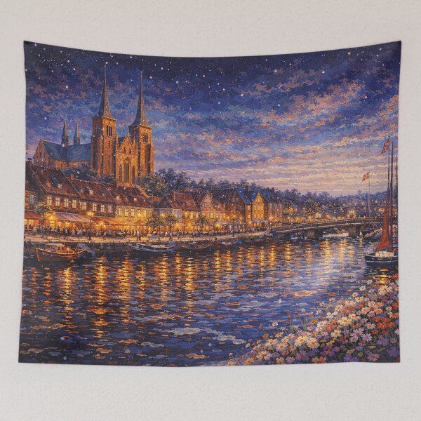 Item preview, A painting of Roskilde by night, Denmark – A Beautiful place in Europe. designed and sold by GalleryKauffeld.