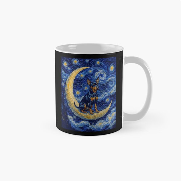 Item preview, Funny Miniature Pinscher Starry Night Painting Cute Moon Stars Mom Dad Kids designed and sold by FurryHavenPH.