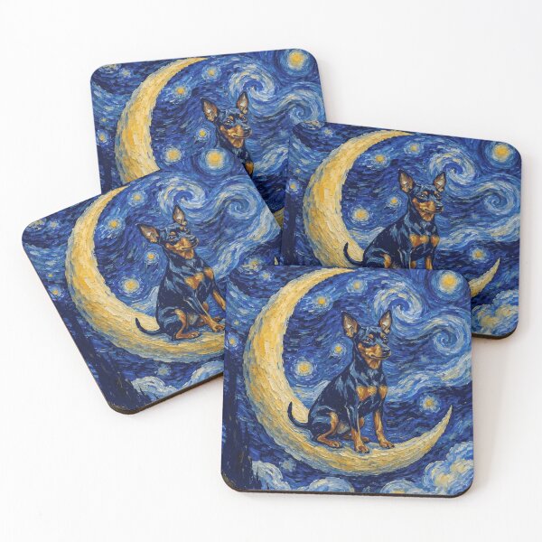 Item preview, Funny Miniature Pinscher Starry Night Painting Cute Moon Stars Mom Dad Kids designed and sold by FurryHavenPH.