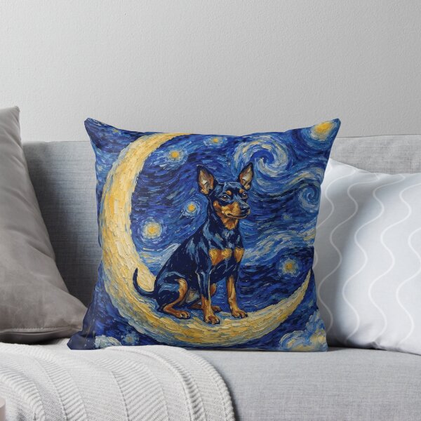 Item preview, Funny Miniature Pinscher Starry Night Painting Cute Moon Stars Mom Dad Kids designed and sold by FurryHavenPH.