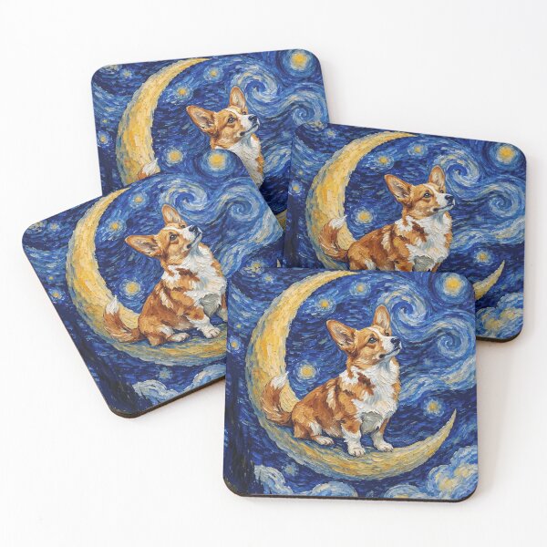 Item preview, Funny Mismarked Red Corgi Starry Night Painting Cute Moon Stars Mom Dad Kids designed and sold by FurryHavenPH.