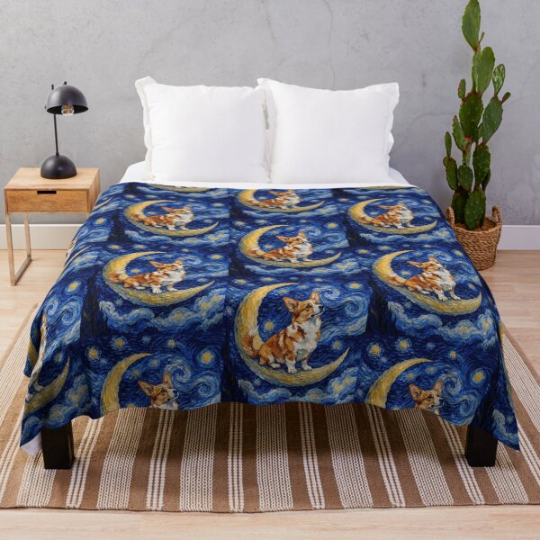 Item preview, Funny Mismarked Red Corgi Starry Night Painting Cute Moon Stars Mom Dad Kids designed and sold by FurryHavenPH.