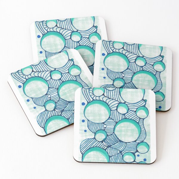 Item preview, Teal and Blue Abstract Bubbles Pattern designed and sold by O & A.