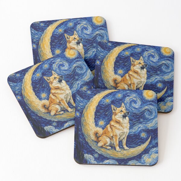 Item preview, Funny Norwegian Buhund Starry Night Painting Cute Moon Stars Mom Dad Kids designed and sold by FurryHavenPH.