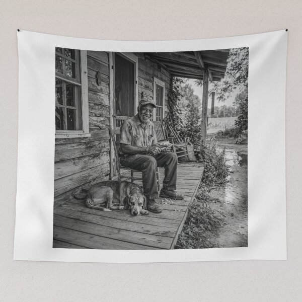 Item preview, Senior Black Man Portrait Black And White designed and sold by Home Decor Art.