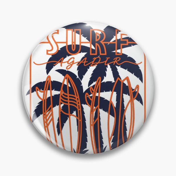 Item preview, Surf Agadir Morocco Surfboards Palm Trees Orange Navy Beach Graphic designed and sold by DesignArtist.ia.